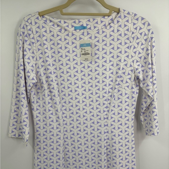 J.McLaughlin Mari boat Geometric shift 3/4 sleeve Catalina cloth Dress small NWT - Picture 3 of 14